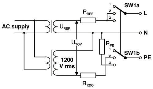 TT高壓系統(tǒng)TOV故障情況的示例測(cè)試電路